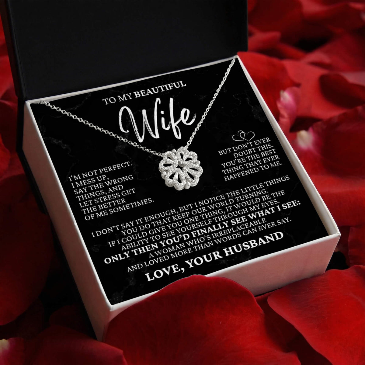 Four Hearts Necklace - To My Beautiful Wife "You're The Best Thing That Ever Happened To Me"