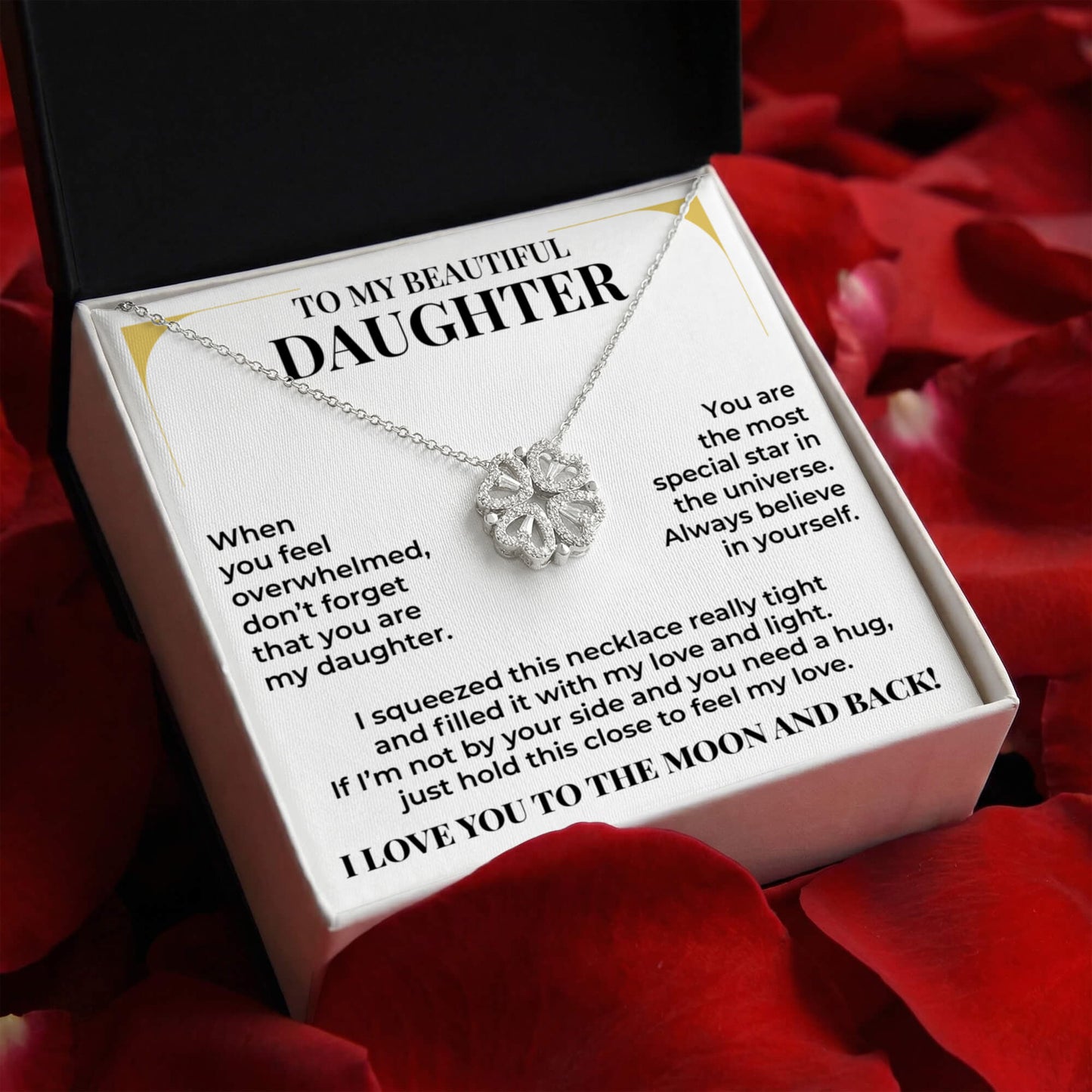 Magnetic Hearts Necklace - To My Beautiful Daughter "Always Believe In Yourself"