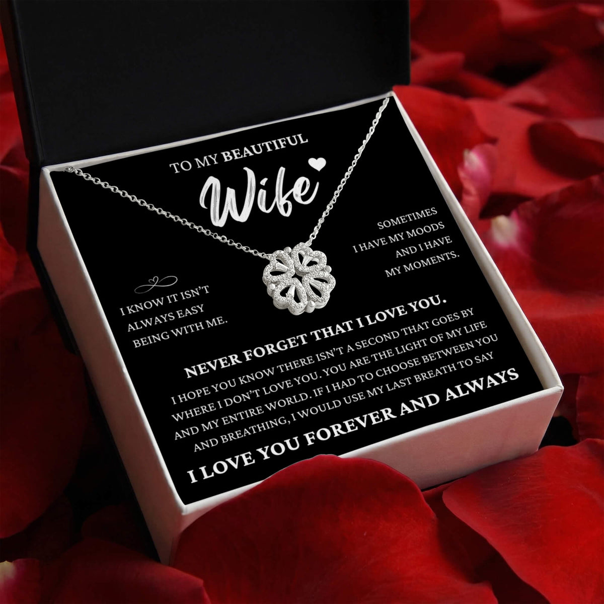 Four Hearts Necklace - To My Wife "Never Forget That I Love You"