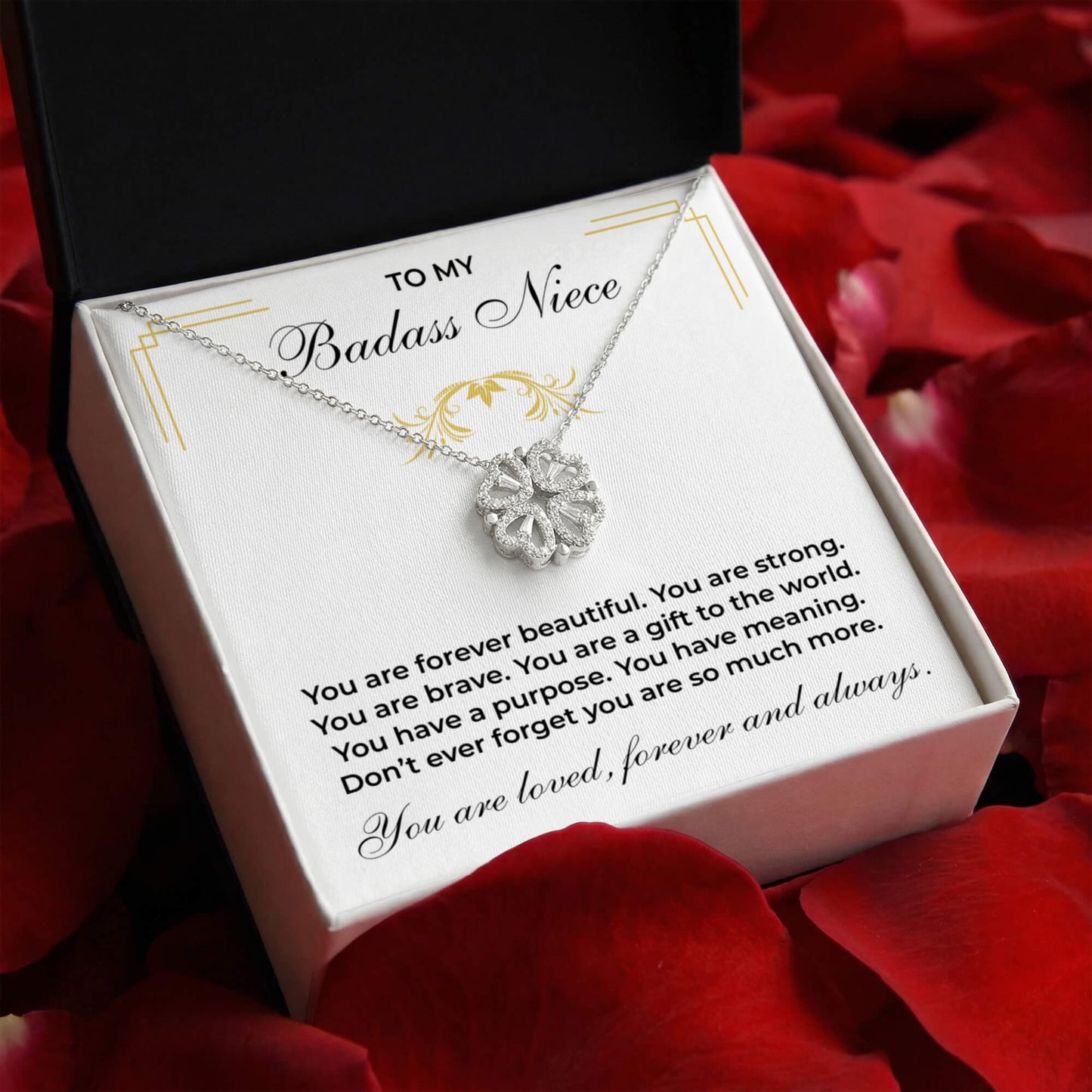 Four Heart Necklace - To My Badass Niece "You are forever Beautiful"