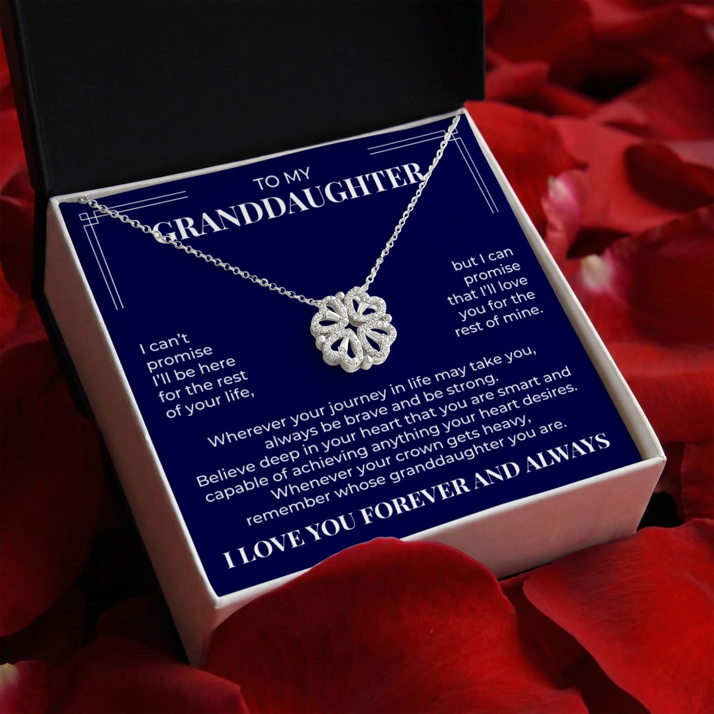 Four Heart Necklace - To My Granddaughter "Always be Brave and be Strong"