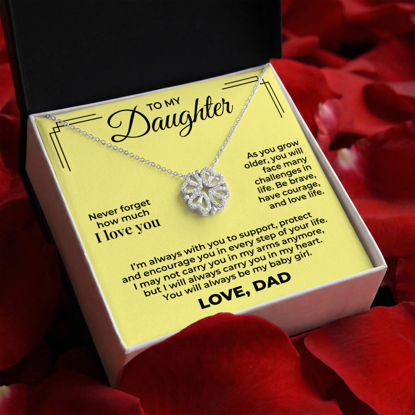 Magnetic Hearts Necklace - To My Daughter "Never Forget How Much I Love You"