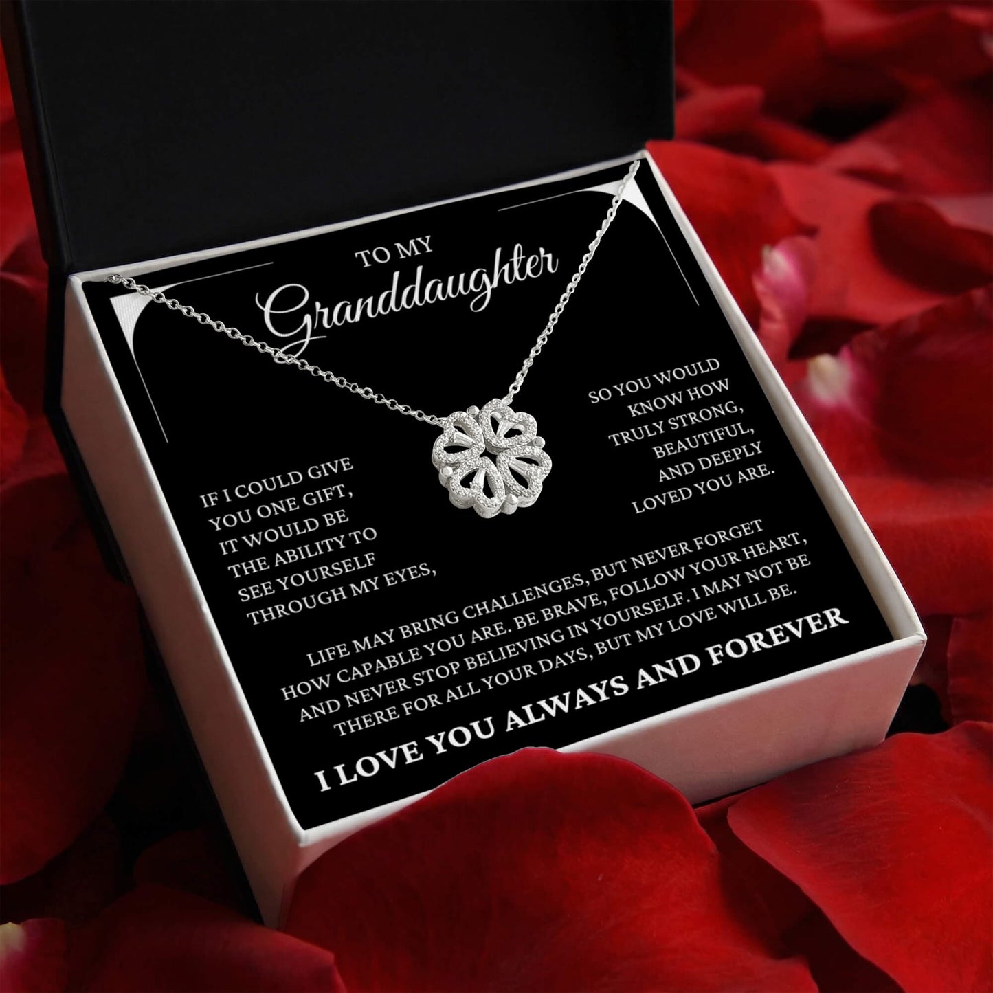 Four Heart Necklace - To My Granddaughter "Never Stop Believing In Yourself"