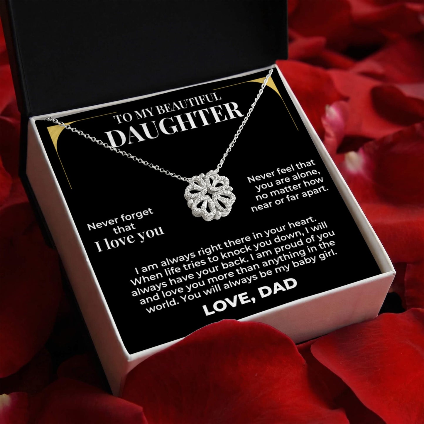 Magnetic Hearts Necklace - To My Beautiful Daughter "I Am Proud Of You"