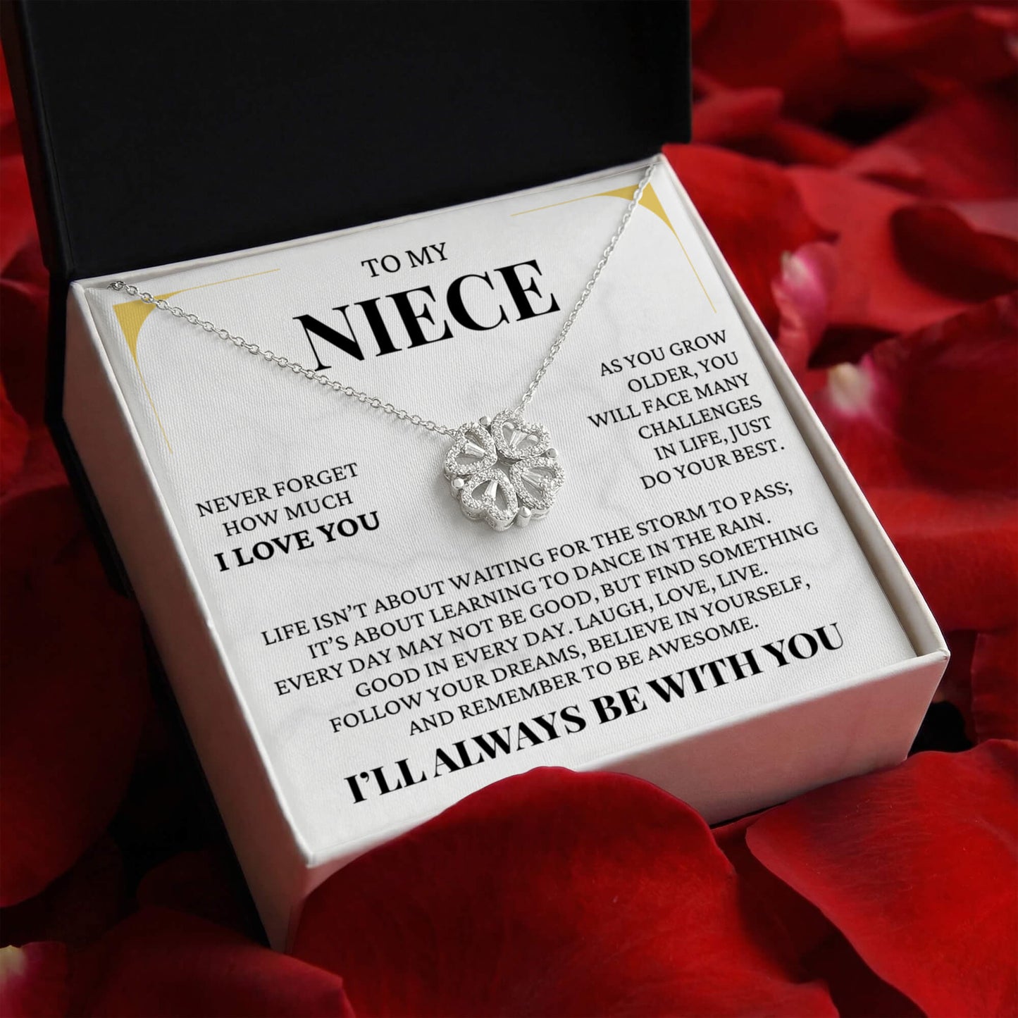 Four Heart Necklace - To My Niece "Never Forget How Much I Love You"