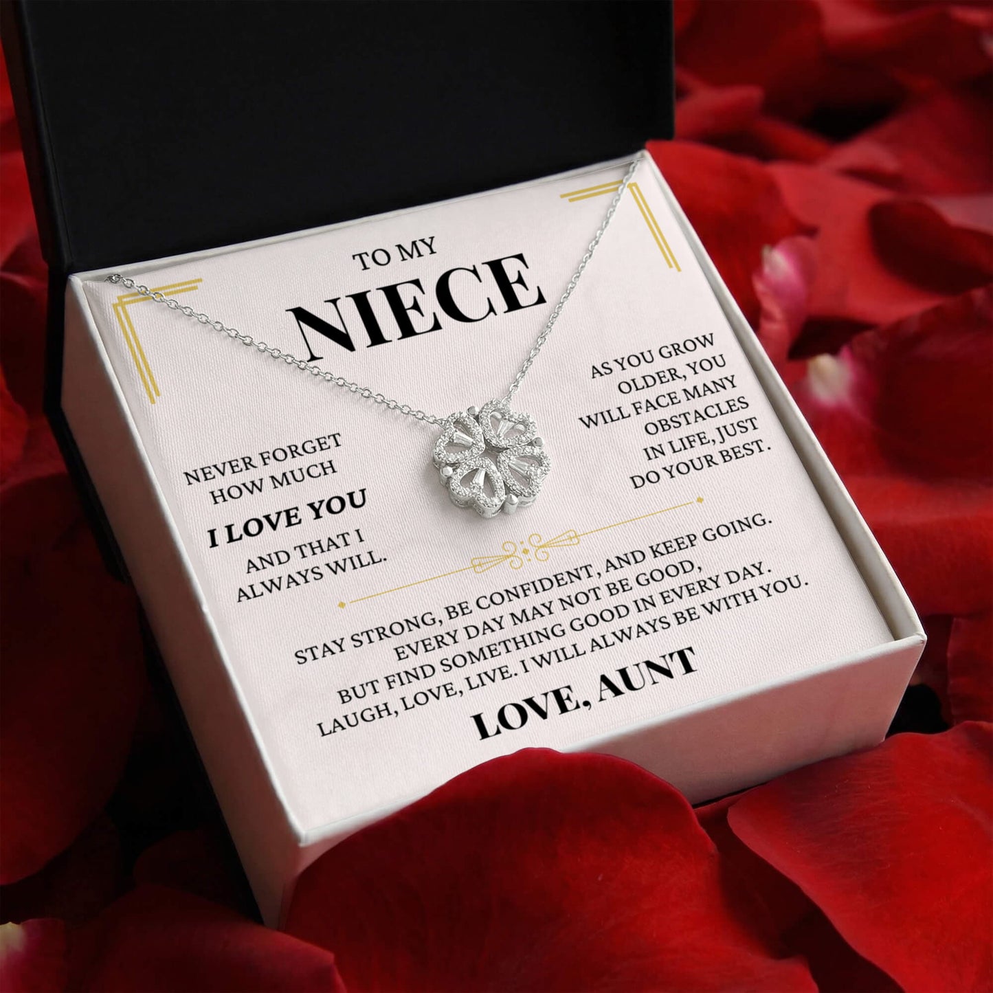 Four Heart Necklace - To My Niece "I Will Always Be With You"