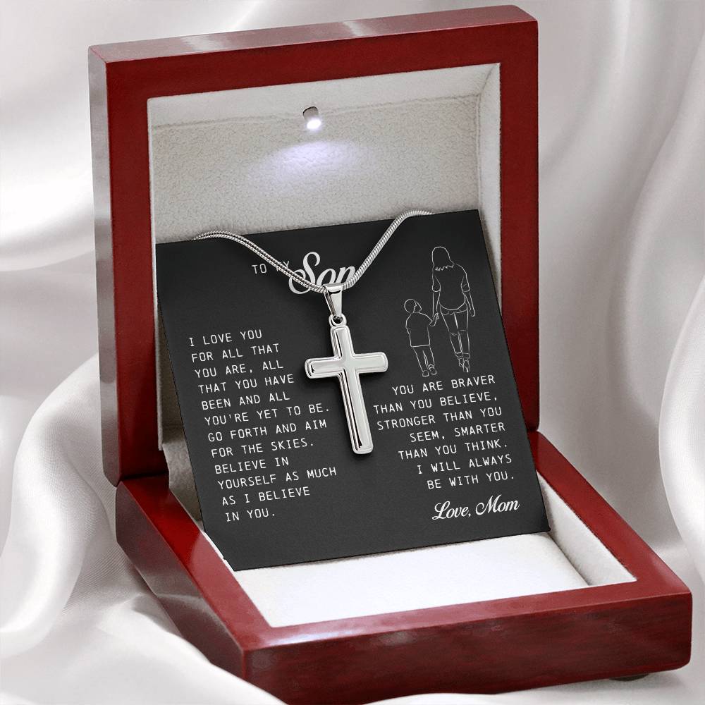 To My Son, Personalized Cross Necklace