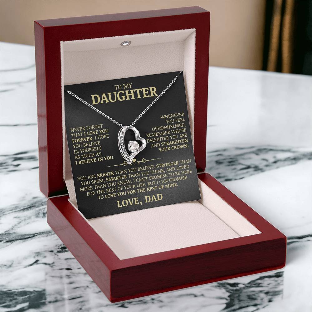 To My Daughter "Never Forget That I Love You" Necklace