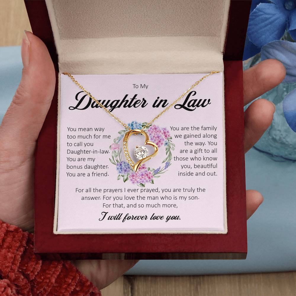 To My Daughter In Law, Forever Heart Necklace