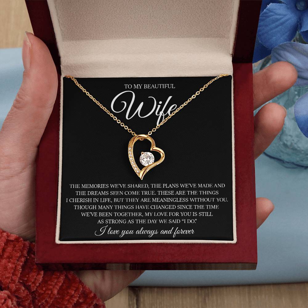 To My Beautiful Wife "My Love For You Is Still As Strong As The Day We Said I Do" Love Necklace