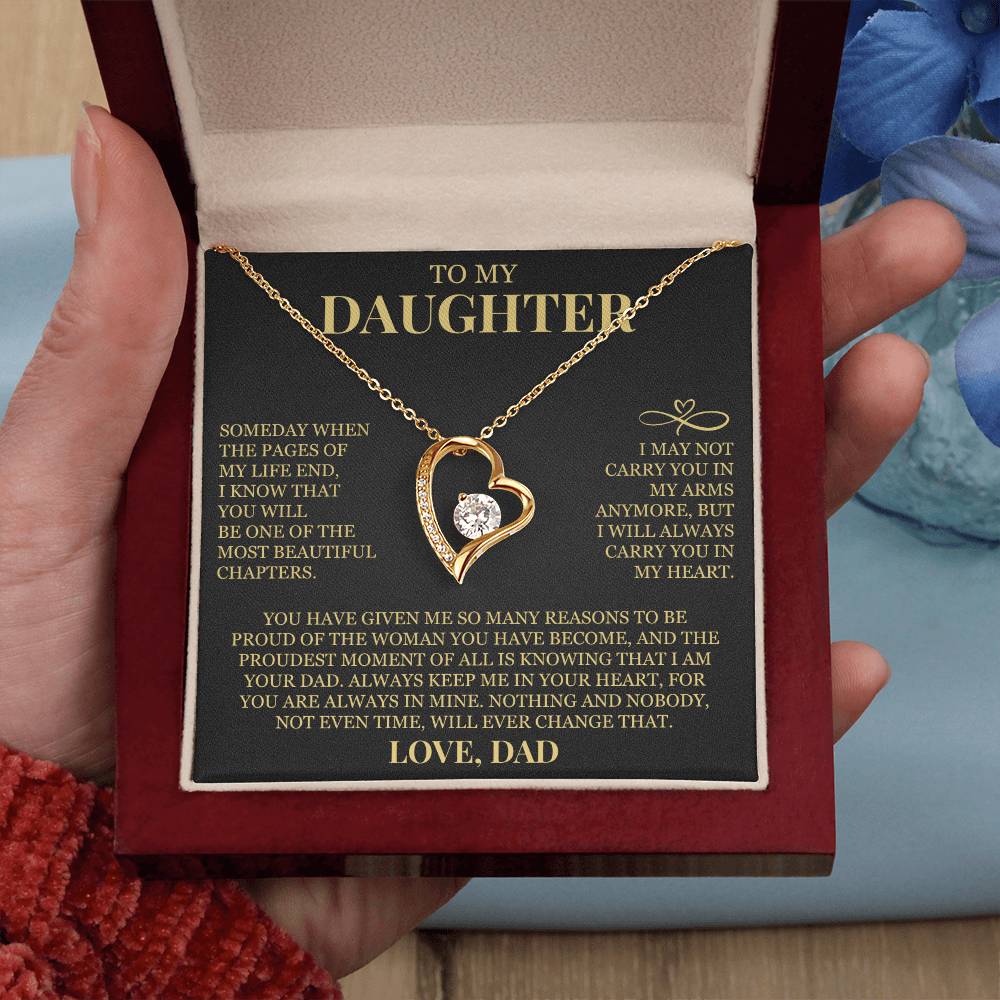To My Daughter "Always Carry Me In Your Heart" Forever Love Necklace
