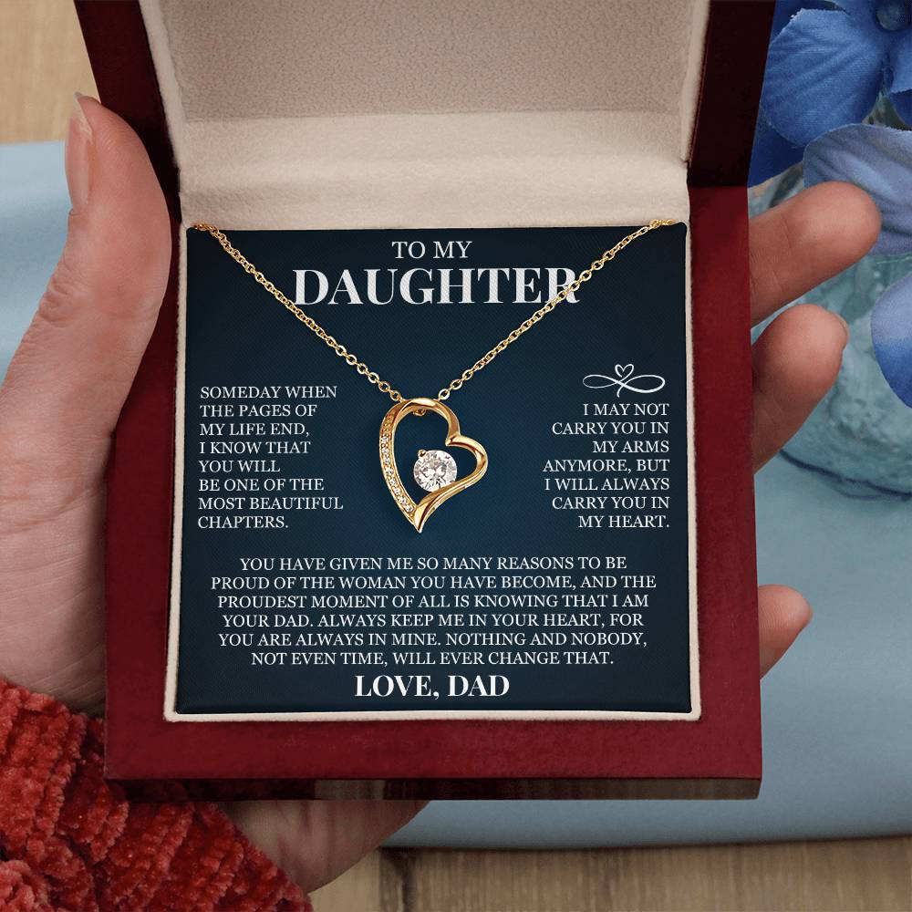 To My Daughter "Always Keep Me In Your Heart" Forever Love Necklace