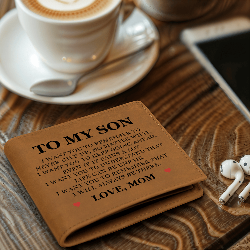 Graphic Leather Wallet - To My Son "I Will Always Be There"