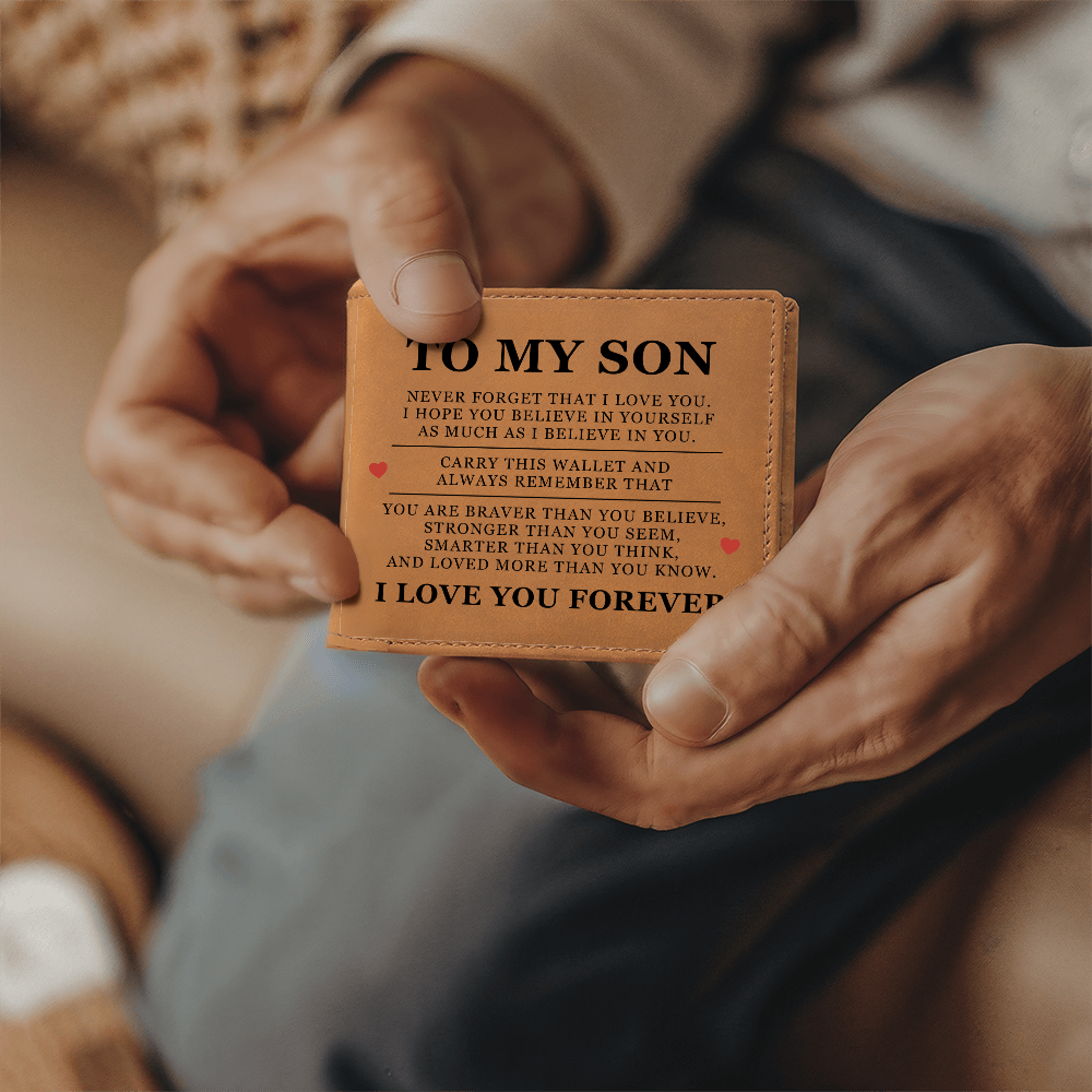 Graphic Leather Wallet - To My Son "Never Forget That I Love You"