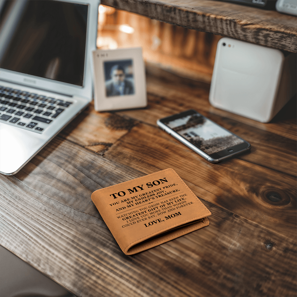 Graphic Leather Wallet - To My Son "You Are My Greatest Pride"