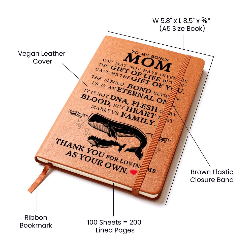 Bonus Mom Gift, Graphic Leather Journal