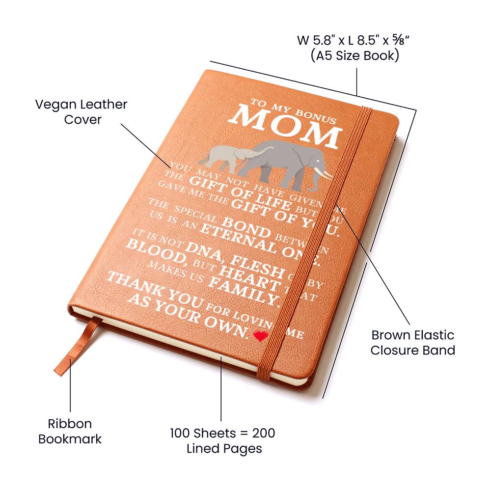 Bonus Mom Gift, Graphic Leather Journal