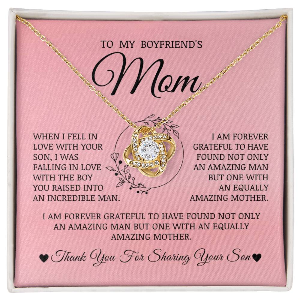 To My Boyfriend's Mom "I Fell In Love With Your Son" Love Knot Necklace