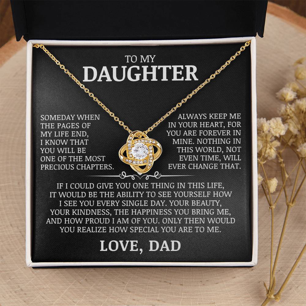 To My Daughter "Always Keep My In Your Heart" Love Knot Necklace