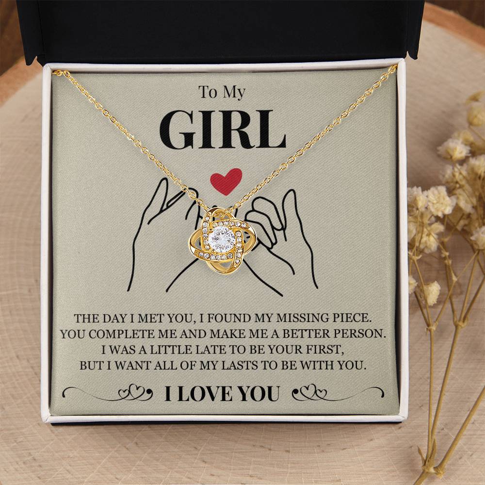 Love Knot Necklace - To My Girlfriend "You Complete Me"