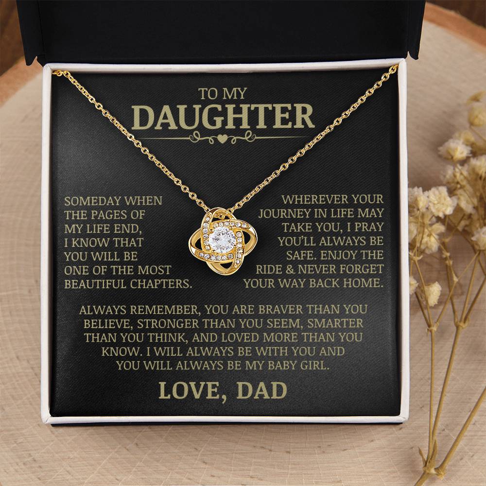 To My Daughter "Never Forget Your Way Back Home" Love Knot Necklace
