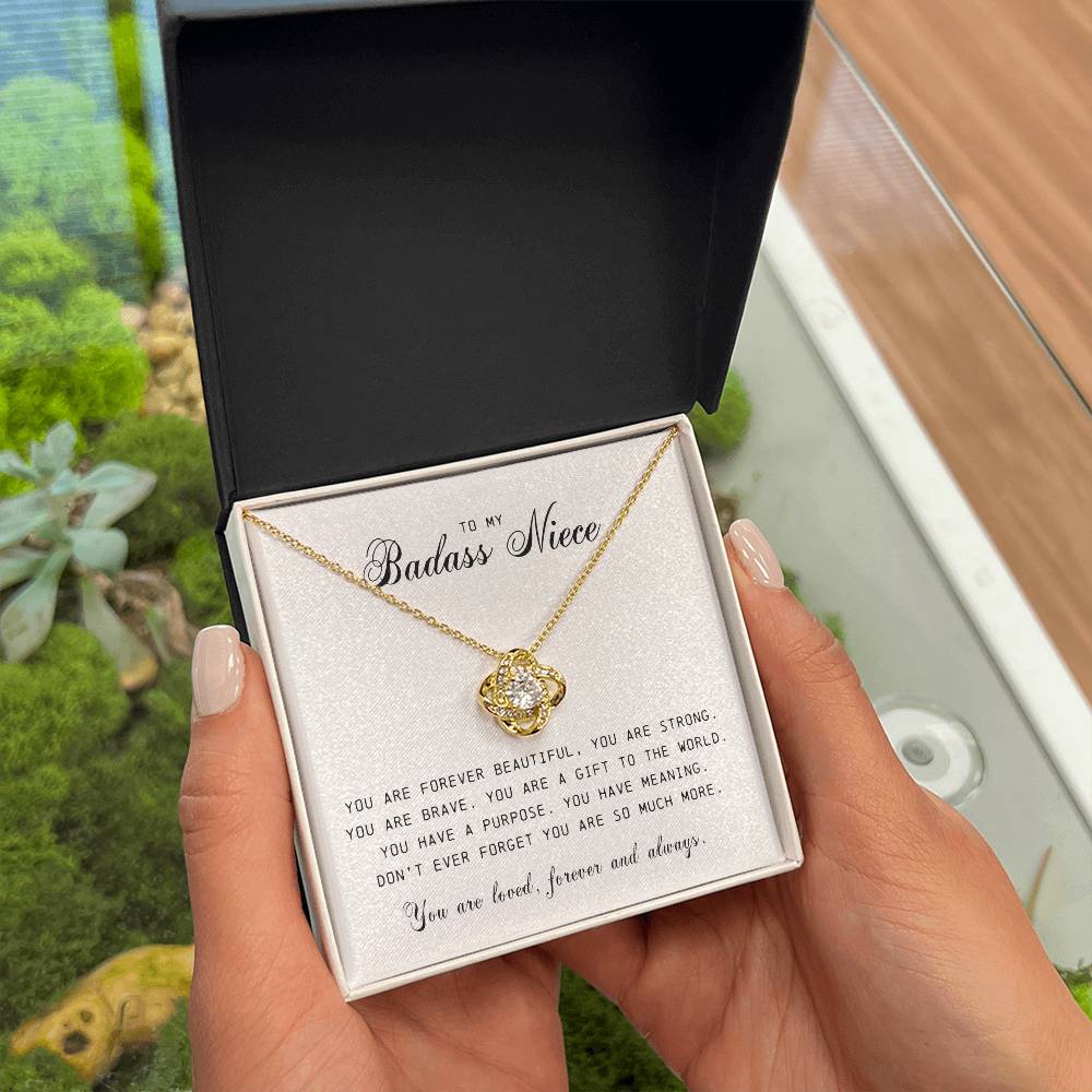 To My Badass Niece " You Are Forever Beautiful" Love Knot Necklace