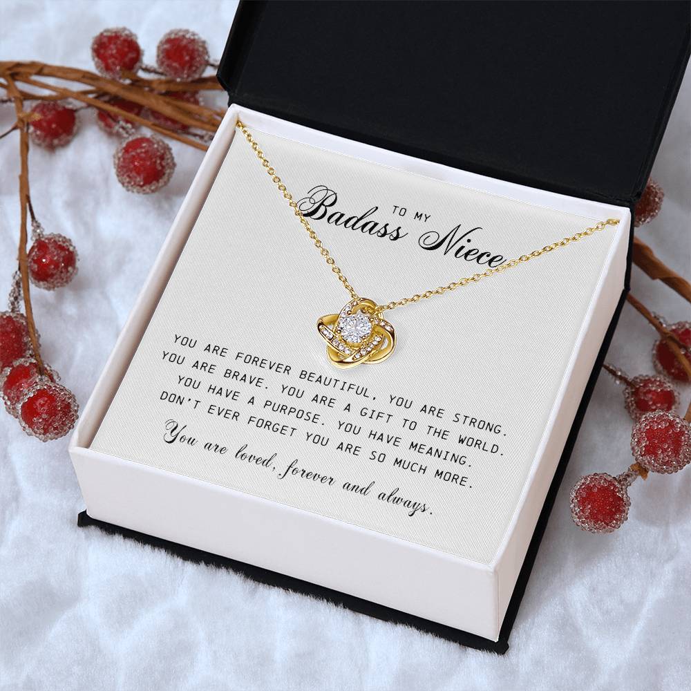 To My Badass Niece " You Are Forever Beautiful" Love Knot Necklace