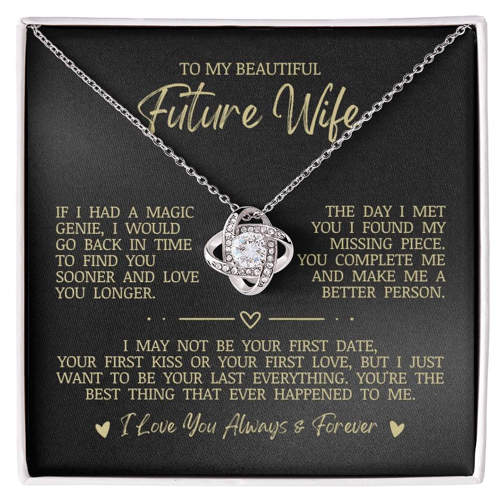 To My Beautiful Future Wife "You Complete Me" Love Knot Necklace