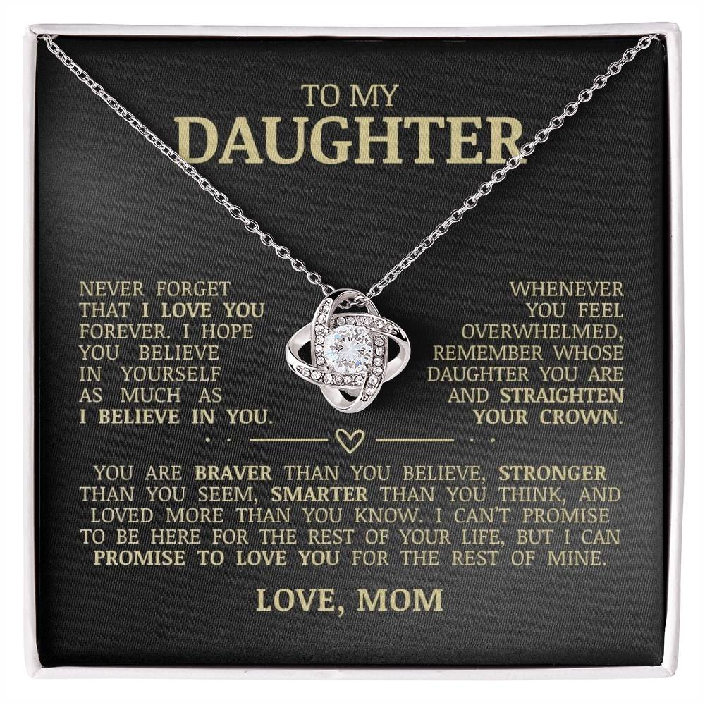 To My Daughter "I Love You Forever" Love Knot Necklace