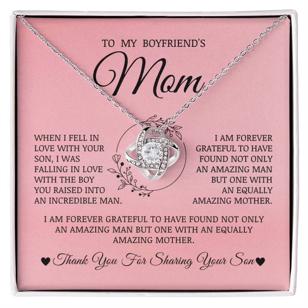 To My Boyfriend's Mom "I Fell In Love With Your Son" Love Knot Necklace