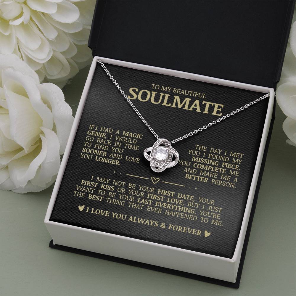 To My Beautiful Soulmate "You Complete Me" Love Knot Necklace