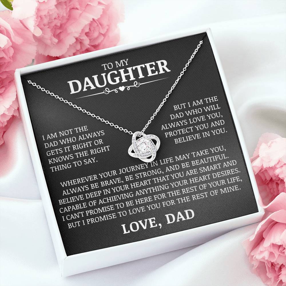To My Daughter "Love You, Protect You and Believe In You" Love Knot Necklace