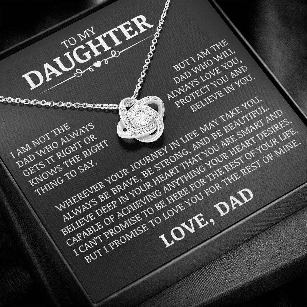 To My Daughter "Love You, Protect You and Believe In You" Love Knot Necklace