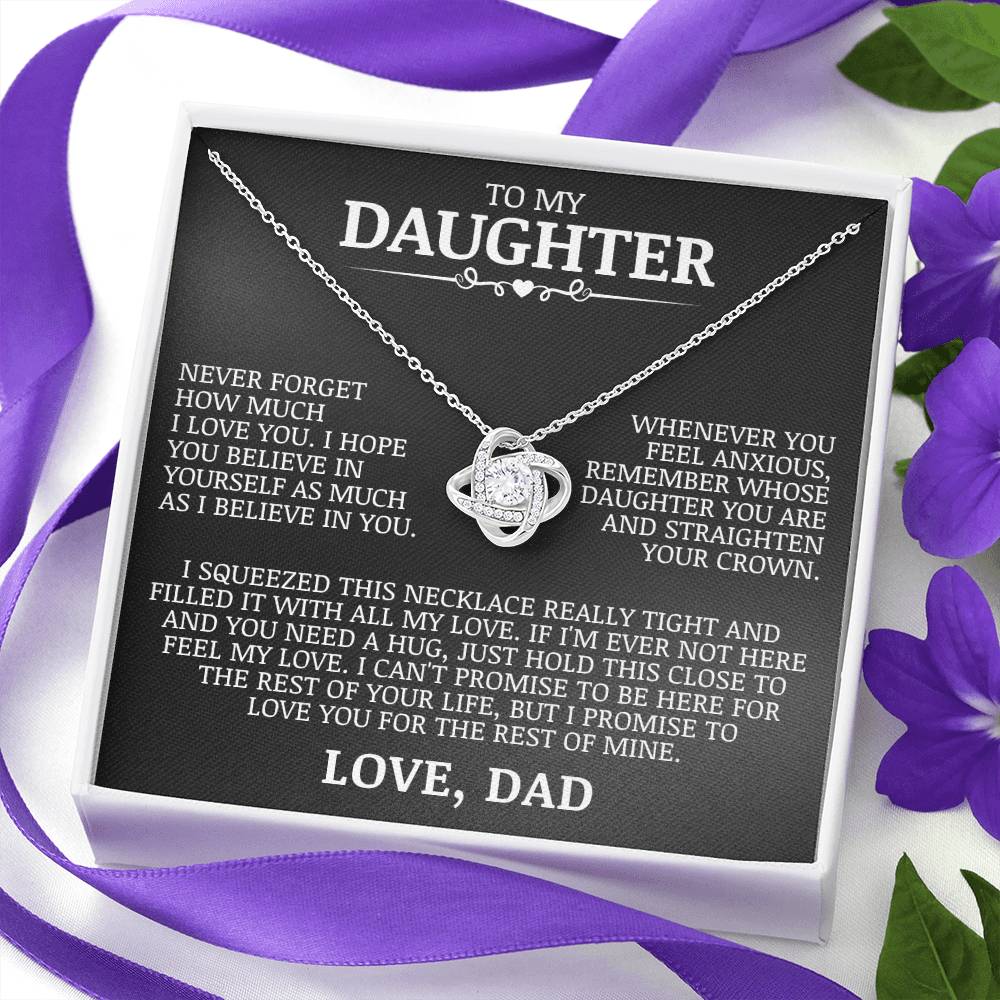 To My Daughter "Straighten Your Crown" Love Knot Necklace