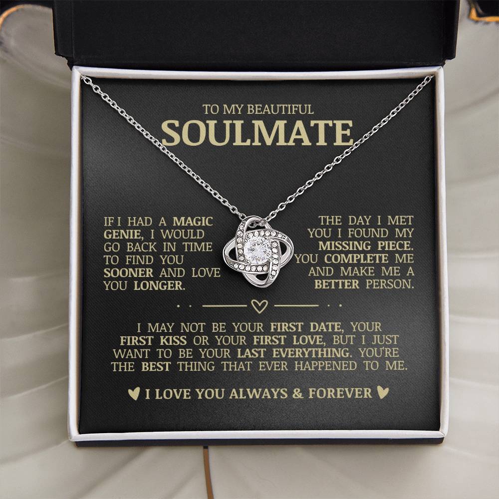 To My Beautiful Soulmate "You Complete Me" Love Knot Necklace