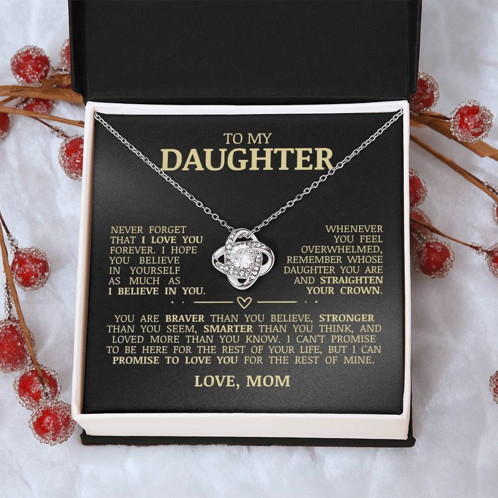 To My Daughter "I Love You Forever" Love Knot Necklace