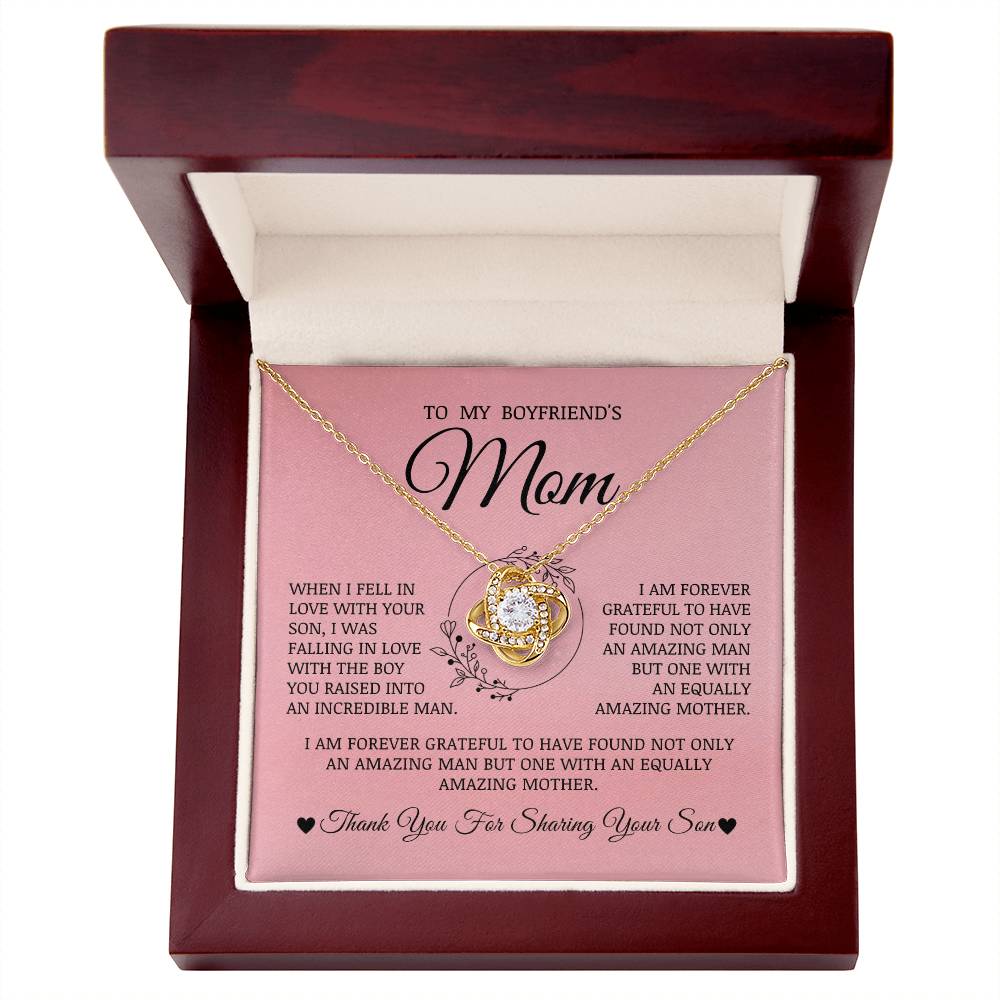 To My Boyfriend's Mom "I Fell In Love With Your Son" Love Knot Necklace