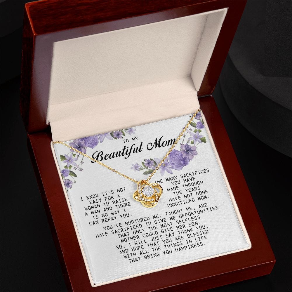 To My Beautiful Mom, Love Knot Necklace