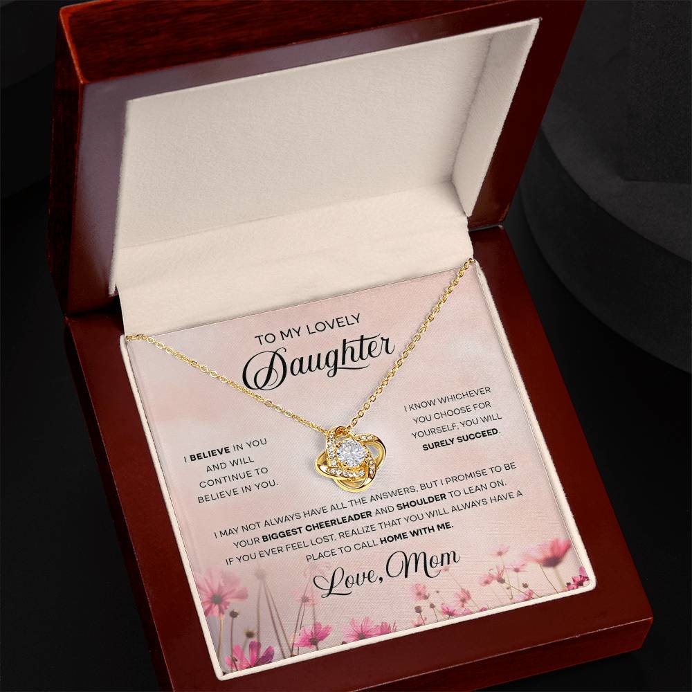 To My Lovely Daughter, Love Knot Necklace