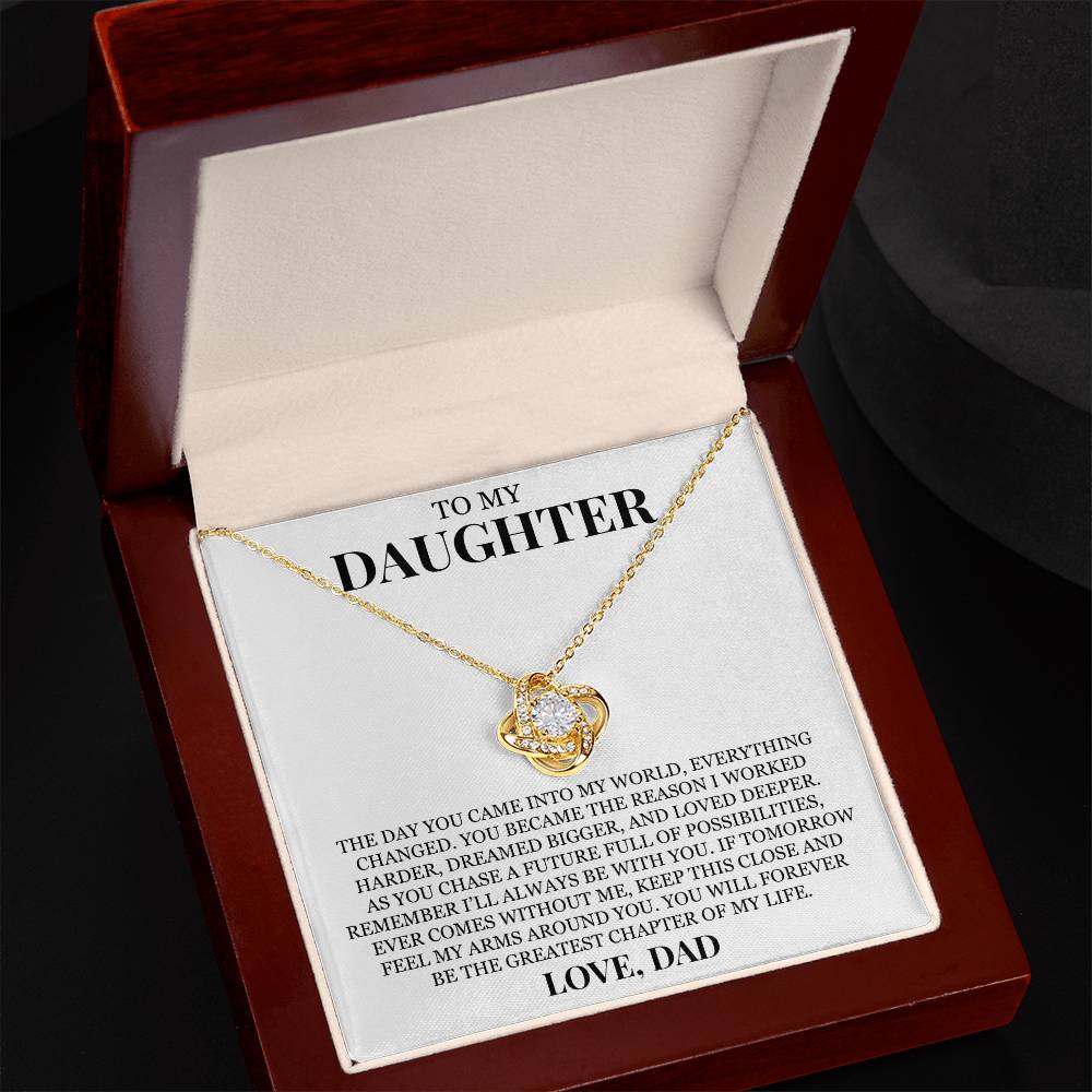 To My Daughter "I'll Always Be With You" Love Knot Necklace