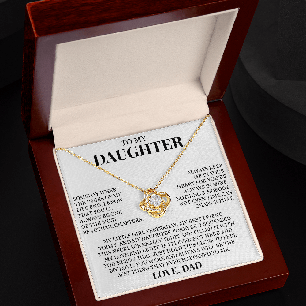 To My Daughter "Always Keep Me In Your Heart" Love Knot Necklace