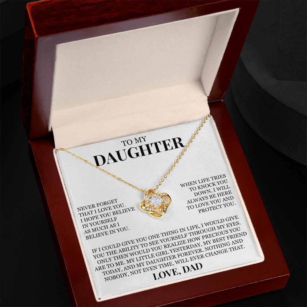 To My Daughter "Never Forget That I Love You" Love Knot Necklace