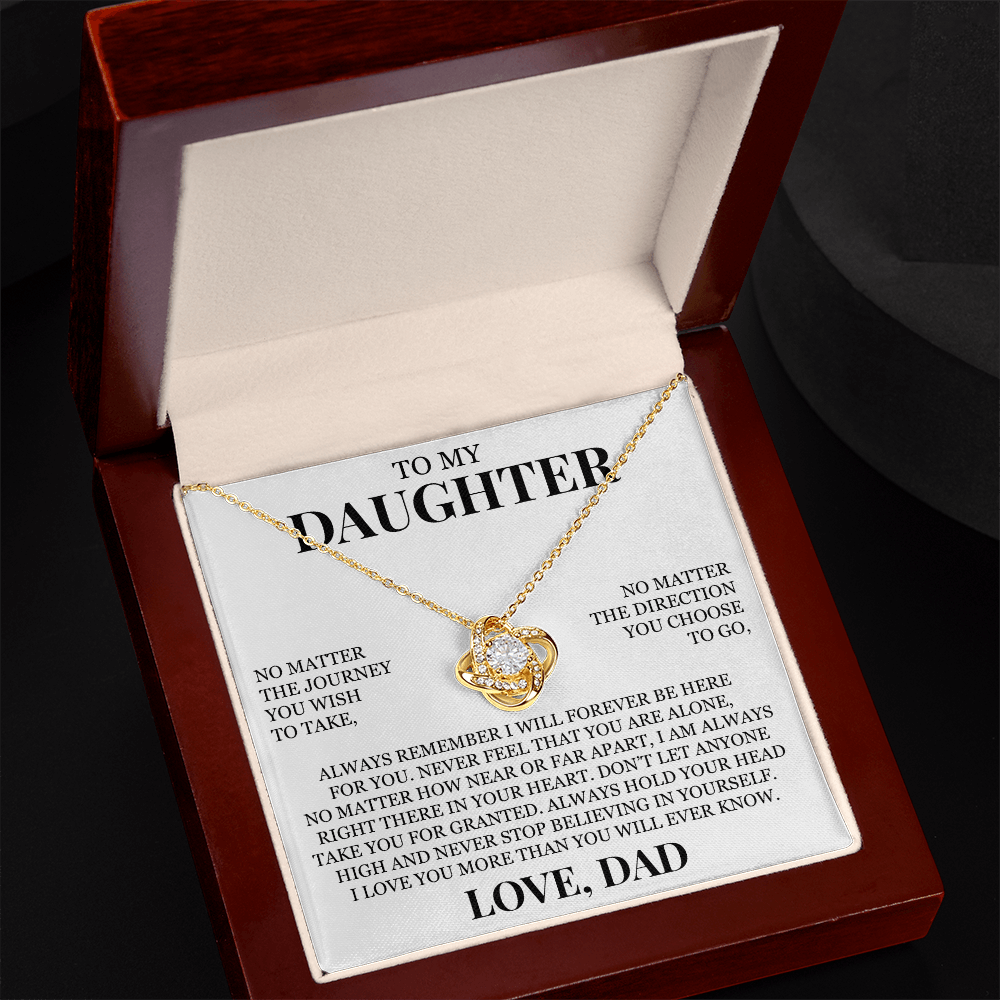 To My Daughter "Never Stop Believing in Yourself" Love Knot Necklace