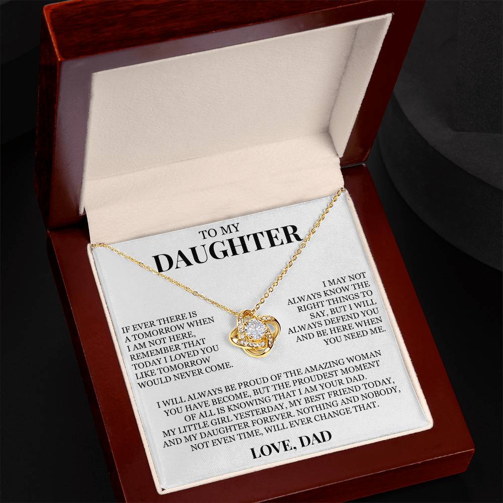 To My Daughter "I Will Always Defend You" Love Knot Necklace