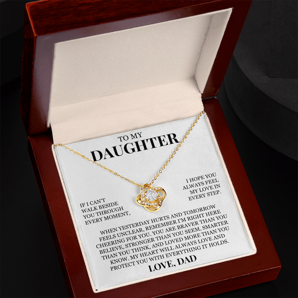 To My Daughter "Feel My Love In Every Step" Love Knot Necklace