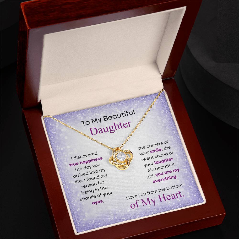 To My Beautiful Daughter, Love Knot Necklace, Gift From Mom