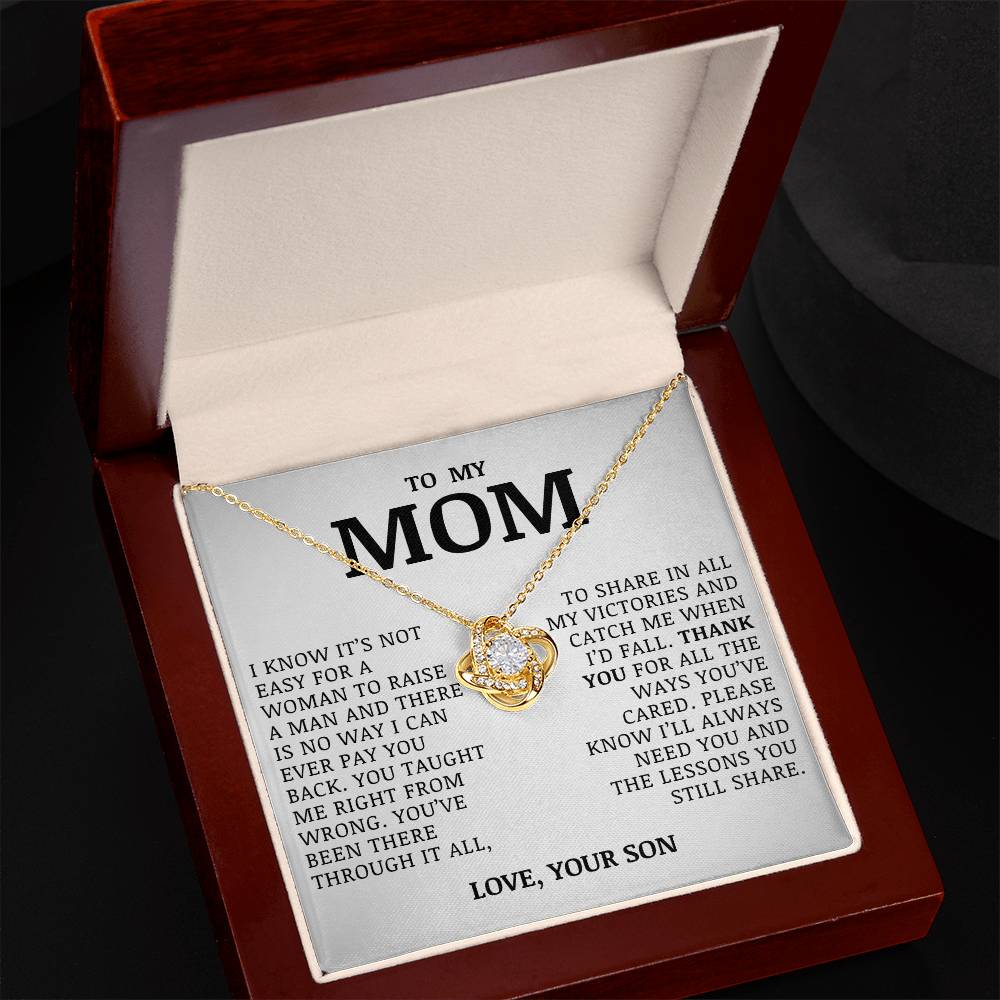 To My Mom "You've Been Through it All" Love Knot Necklace