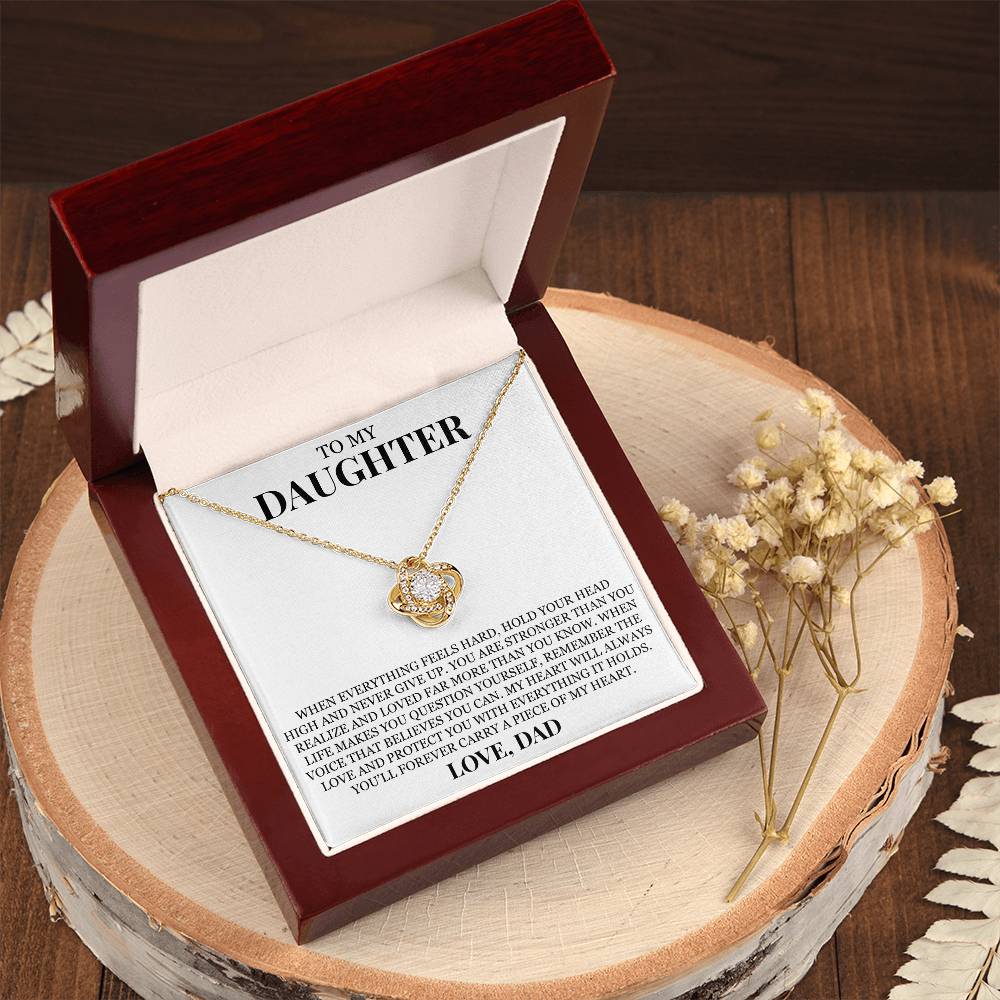 To My Daughter "Hold Your Head High" Love Knot Necklace