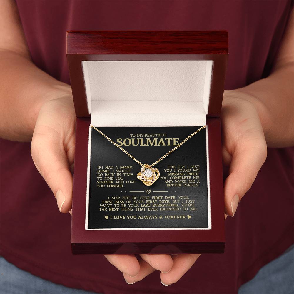 To My Beautiful Soulmate "You Complete Me" Love Knot Necklace
