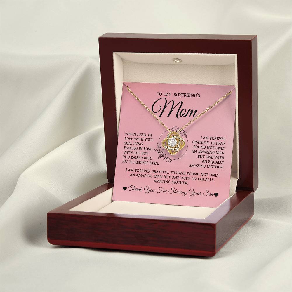 To My Boyfriend's Mom "I Fell In Love With Your Son" Love Knot Necklace
